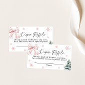 Pink Bow Snowflake Diaper Raffle Card, Winter Baby Informatiekaartje