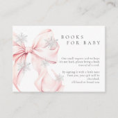 Pink Bow Snowflakes Baby shower Boeken voor Baby Informatiekaartje (Voorkant)