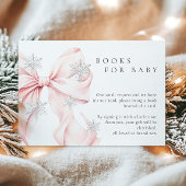 Pink Bow Snowflakes Baby shower Boeken voor Baby Informatiekaartje