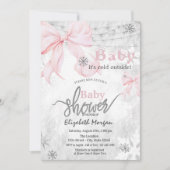 Pink Bow Snowflakes String Lights Baby Shower Kaart (Voorkant)