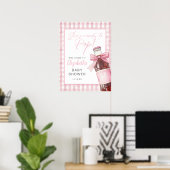 Pink Bow Soda Bottle Baby Shower Welcome Sign Poster (Thuiskantoor)