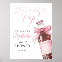 Pink Bow Soda Bottle Baby Shower Welcome Sign