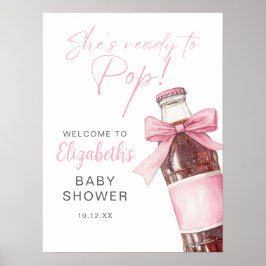 Pink Bow Soda Bottle Baby Shower Welcome Sign Poster