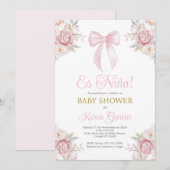 Pink Bow Spaans Baby shower Meisje Kaart (Voorkant / Achterkant)
