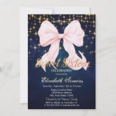 Pink Bow Sparkle Navy Blue Kaart (Voorkant)