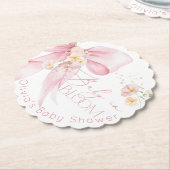 Pink Bow Spring wilde bloemen Baby in Bloom Kartonnen Onderzetters (Gekanteld)