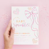 Pink Bow Sprinkle Baby Shower Invitation Kaart