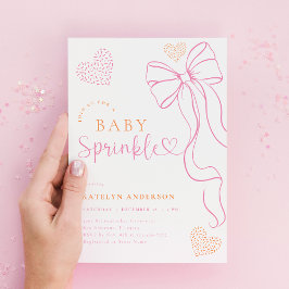 Pink Bow Sprinkle Baby Shower Invitation Kaart