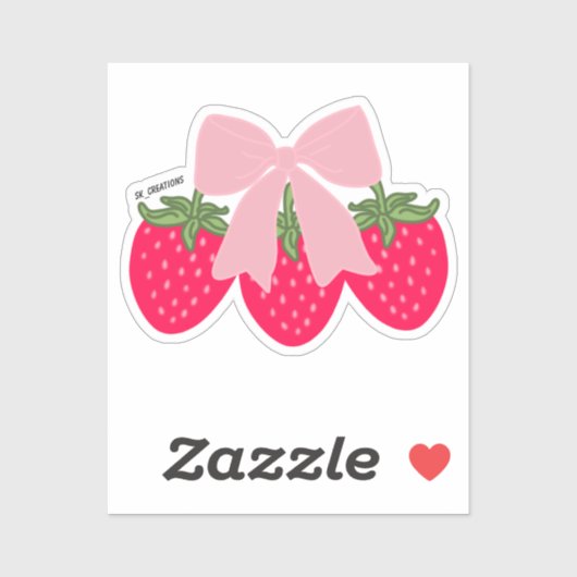 Pink Bow Strawberries  Sticker (Vel)