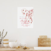 Pink Bow Strawberry Baby Shower Poster (Keuken)