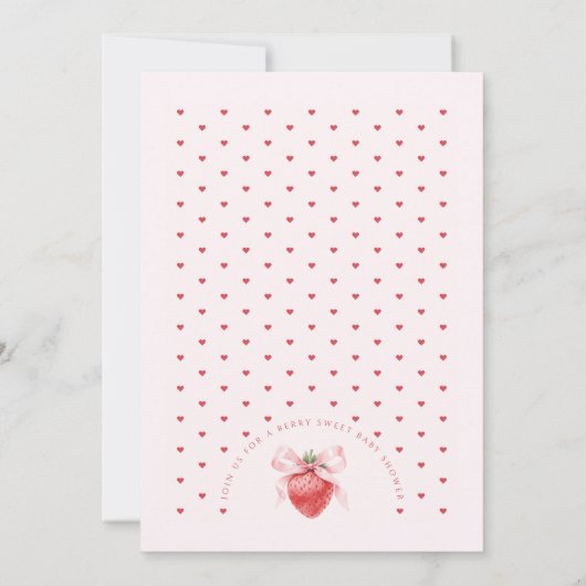Pink Bow Strawberry Baby shower Uitnodiging (Achterkant)
