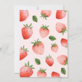 Pink Bow Strawberry Berry eerste verjaardagsfeestj Kaart (Achterkant)