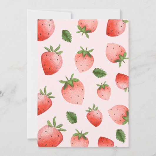 Pink Bow Strawberry Berry eerste verjaardagsfeestj Kaart (Achterkant)