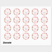 Pink Bow Strawberry Berry eerste verjaardagsfeestj Ronde Sticker (Vel)