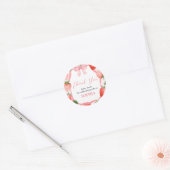 Pink Bow Strawberry Berry eerste verjaardagsfeestj Ronde Sticker (Envelop)