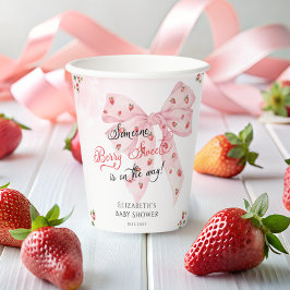 Pink Bow Strawberry Berry Sweet Baby shower Papieren Bekers