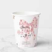 Pink Bow Strawberry Berry Sweet Baby shower Papieren Bekers (Achterkant)