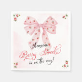 Pink Bow Strawberry Berry Sweet Baby shower Servet (Voorkant)