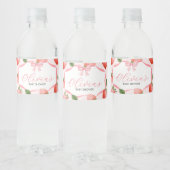 Pink Bow Strawberry Berry Sweet Baby shower Waterfles Etiket (Flessen)