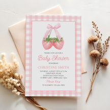 Pink Bow Strawberry Girl Baby shower
