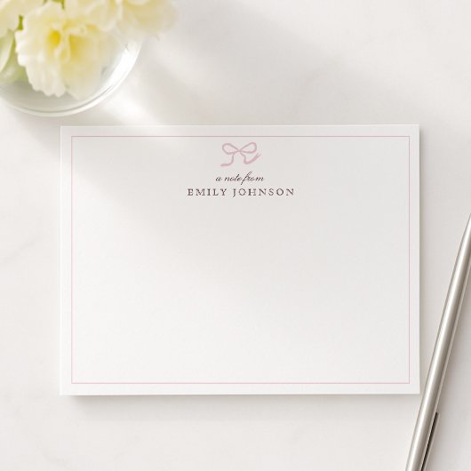 Pink Bow & Stripes a Note From Flat Note Card Kaart