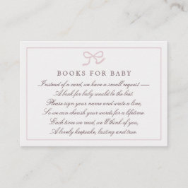 PInk Bow & Stripes Boeken voor de Kaart van de bab Visitekaartje