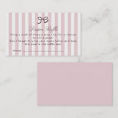 PInk Bow & Stripes Luier Raffle Enclosure Kaart Visitekaartje (Voorkant / Achterkant)