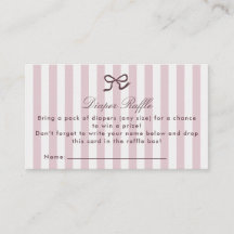 PInk Bow & Stripes Luier Raffle Enclosure Kaart