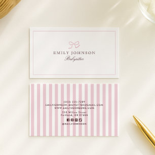 Pink Bow & Stripes, social media iconen babysitter Visitekaartje