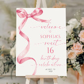 Pink Bow Sweet 16 Verjaardag Welkomstbord Poster