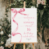 Pink Bow Sweet 16 Verjaardag Welkomstbord Poster