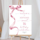 Pink Bow Sweet 16 Verjaardag Welkomstbord Poster