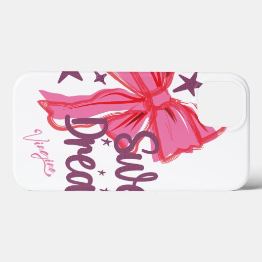 Pink Bow "Sweet Dreams" Glitter Typografie Case-Mate iPhone Case (Achterkant (horizontaal))