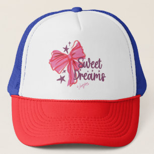 Pink Bow "Sweet Dreams" Glitter Typografie Trucker Pet