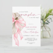 Pink Bow Sweet Little Pumpkin Coquette Baby shower Kaart (Staand voorkant)