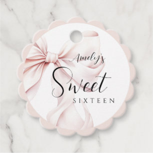 Pink Bow Sweet Sixteen Birthday Bedankjes Labels