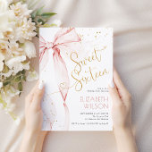 Pink Bow Sweet Sixteen Birthday Invitation Kaart