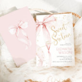Pink Bow Sweet Sixteen Birthday Invitation Kaart
