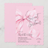 Pink Bow Sweet Sixteen Birthday Kaart (Voorkant / Achterkant)