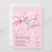 Pink Bow Sweet Sixteen Birthday Kaart (Voorkant)