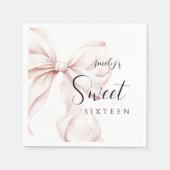 Pink Bow Sweet Sixteen Birthday Servet (Voorkant)