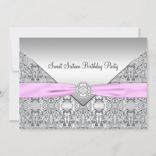 Pink Bow Sweet Sixteen Party uitnodiging (Voorkant)