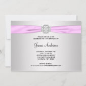 Pink Bow Sweet Sixteen Party uitnodiging (Achterkant)