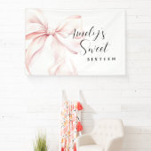 Pink Bow Sweet Sixteen Verjaardag Achtergrond Spandoek (Insitu)