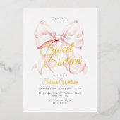 Pink Bow Sweet Sixteen Verjaardag Folie Uitnodigin Folie Uitnodiging (Voorkant)