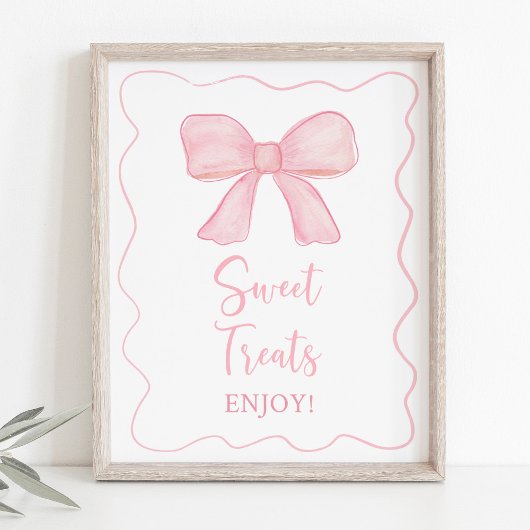 Pink Bow Sweet Treats Verjaardagsbord Poster