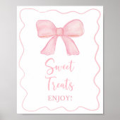Pink Bow Sweet Treats Verjaardagsbord Poster (Voorkant)