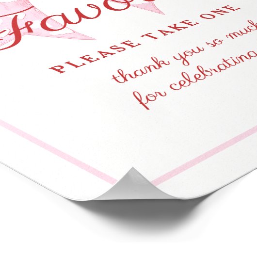 Pink Bow Sweetheart Baby shower Favors Sign Poster (Hoek)