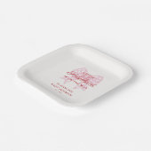 Pink Bow Sweetheart Baby shower Guestbook Papieren Bordje (Gebogen)