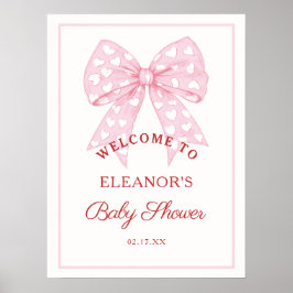 Pink Bow Sweetheart Baby shower Welkom Poster